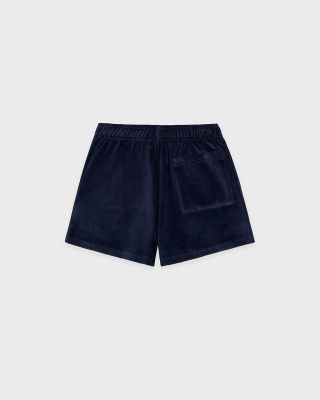 SPORTY&RICH CROWN TENNIS VELOUR SHORT - NAVY/ECRU