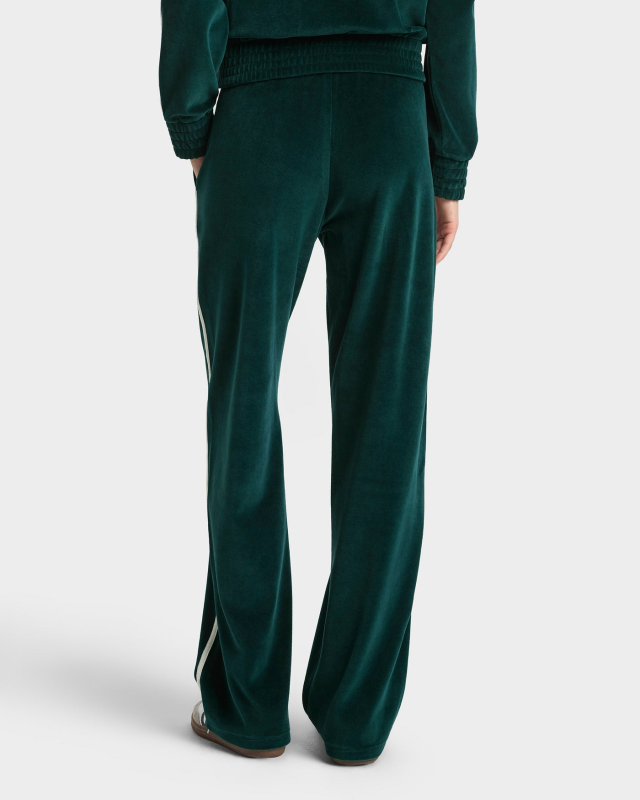SPORTY&RICH CROWN TENNIS VELOUR SWEATPANT - FOREST/ECRU