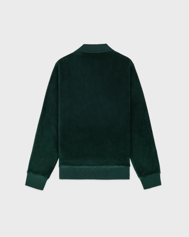 SPORTY&RICH CROWN TENNIS VELOUR POLO - FOREST/ECRU