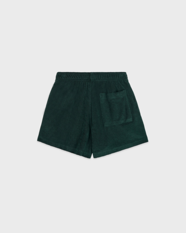SPORTY&RICH CROWN TENNIS VELOUR SHORT - FOREST/ECRU