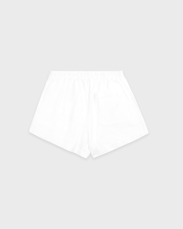 SPORTY&RICH SYRACUSE EMBROIDERED DISCO SHORT - WHITE