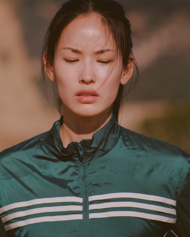 SPORTY&RICH ADIDAS WINDBREAKER - GREEN/FADED BLACK/PURPLE