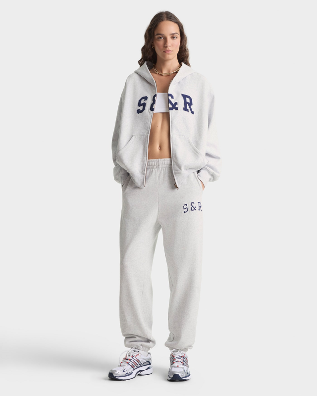 SPORTY&RICH S&R IVY SWEATPANT - HEATHER GRAY/NAVY