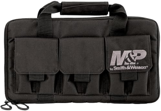 SMITH WESSON M P PRO TAC PADDED HANDGUN CASE WITH BALLISTIC FABRIC EXTERNAL POCKETS