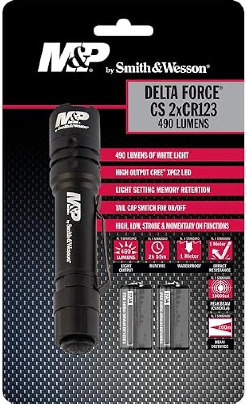 SMITH WESSON M P DELTA FORCE 490 LUMEN TACTICAL FLASHLIGHT WATERPROOF 4 MODES OUTDOOR USE