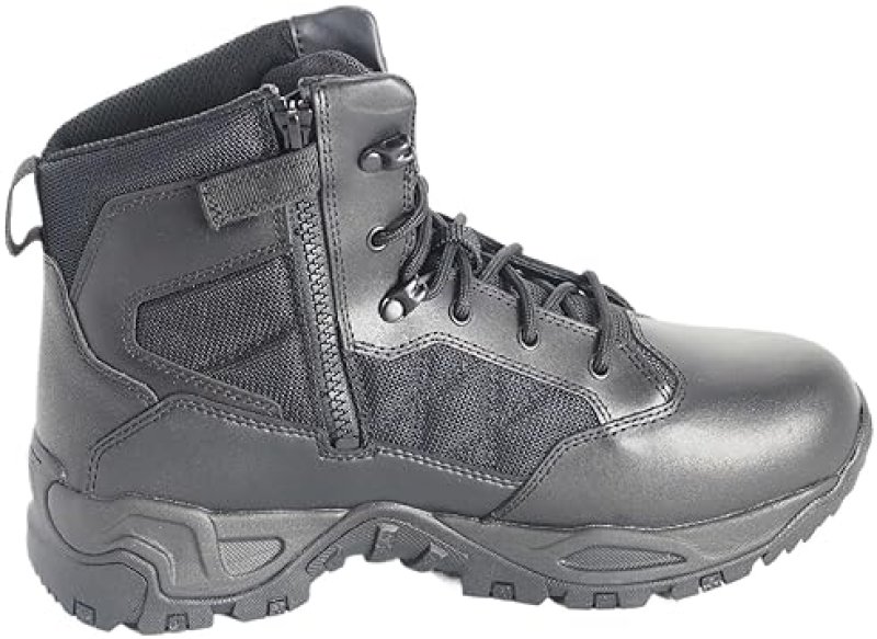 SMITH WESSON MENS SCOUT TACTICAL LEATHER COMBAT BOOTS WITH SIDE ZIPPER, 6-8 INCH