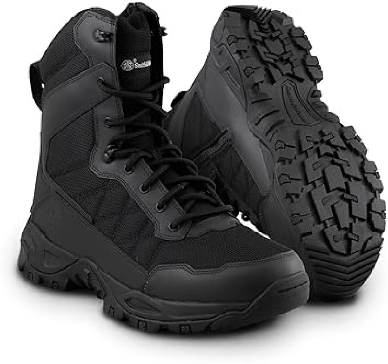SMITH WESSON SCOUT 8 LIGHTWEIGHT BREATHABLE TACTICAL SIDE-ZIP BOOTS FOR OUTDOOR, HIKING, MOTORCYCLE