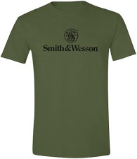 SMITH WESSON MENS SHORT SLEEVE CREW NECK T-SHIRT WITH CLASSIC STACKED LOGO GRAPHIC