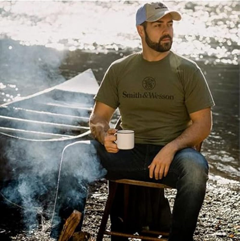 SMITH WESSON MENS SHORT SLEEVE CREW NECK T-SHIRT WITH CLASSIC STACKED LOGO GRAPHIC