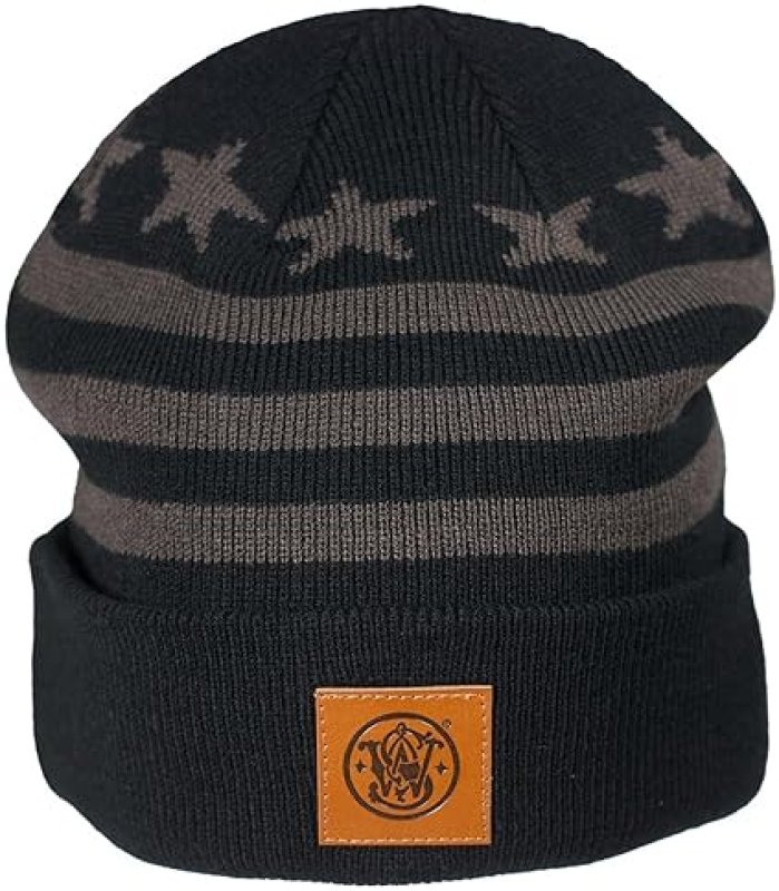 SMITH WESSON MENS CLASSIC KNIT BEANIE WINTER TOQUE WITH OFFICIAL S W LOGO