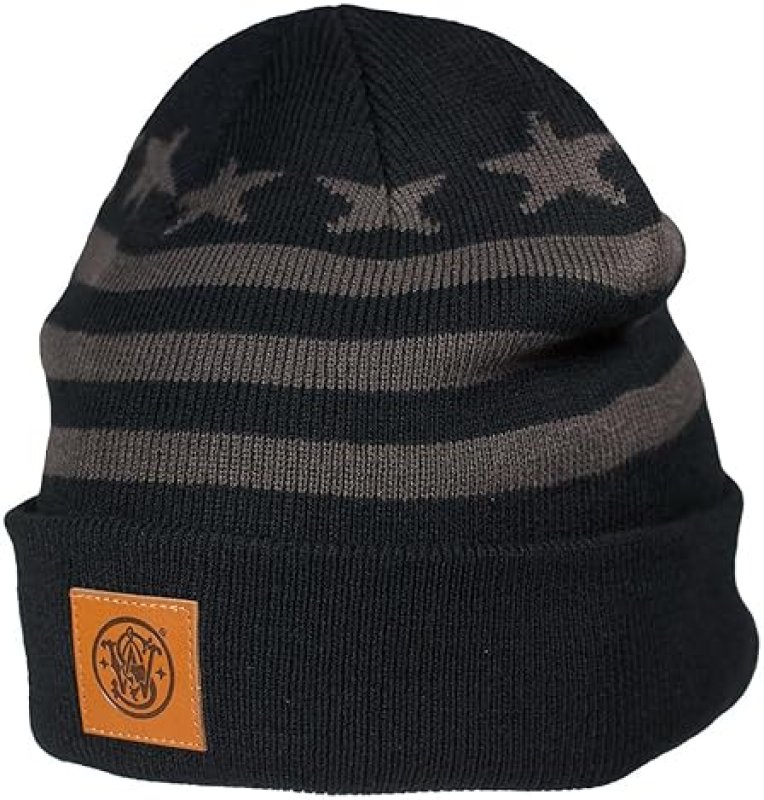 SMITH WESSON MENS CLASSIC KNIT BEANIE WINTER TOQUE WITH OFFICIAL S W LOGO