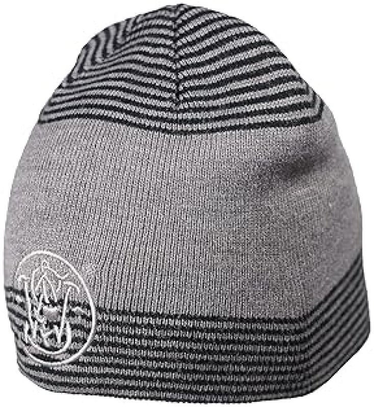 SMITH WESSON MENS GRAY ACRYLIC BEANIE EMBROIDERED CLASSIC LOGO WINTER TOBOGGAN L XL