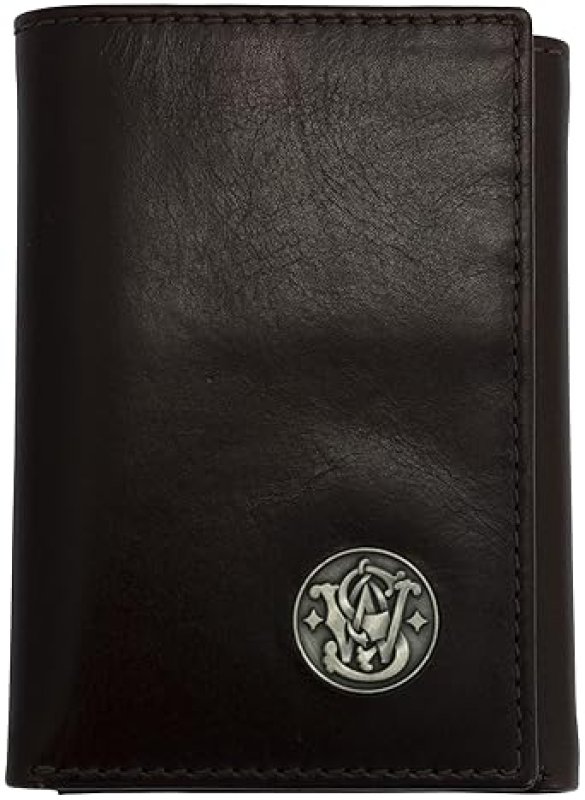 SMITH WESSON HANDMADE 100 LEATHER TRIFOLD WALLET FOR MEN, BLACK BROWN, GIFT IDEA