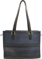 SMITH WESSON CONCEALED CARRY HANDBAG ELEGANT LEATHER PURSE WITH SECURE CCW COMPARTMENT, BLUE BROWN
