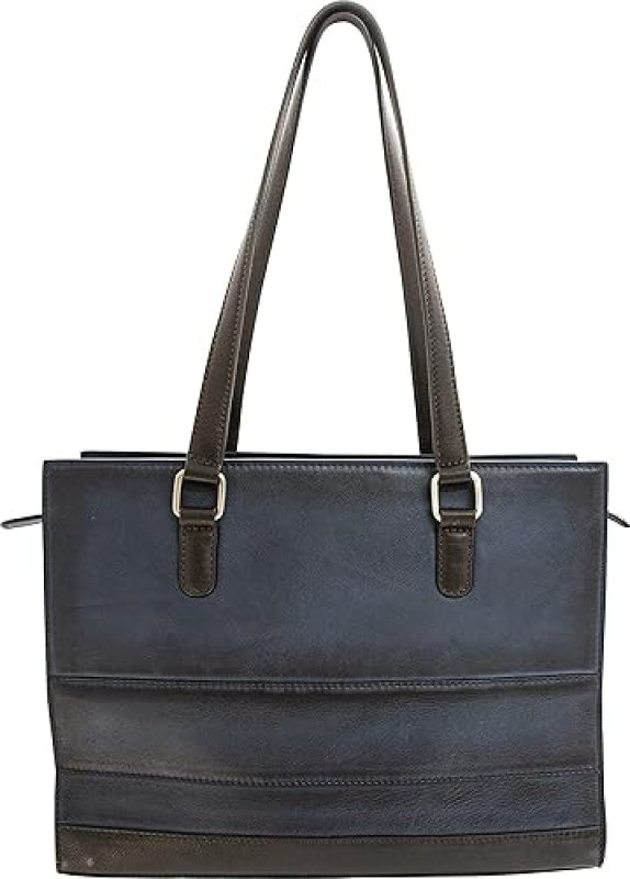 SMITH WESSON CONCEALED CARRY HANDBAG ELEGANT LEATHER PURSE WITH SECURE CCW COMPARTMENT, BLUE BROWN
