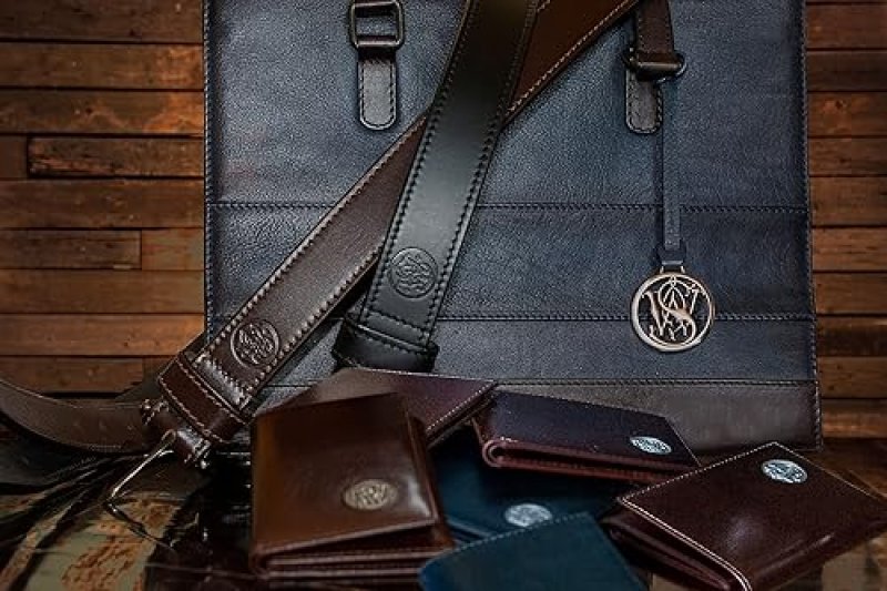 SMITH WESSON CONCEALED CARRY HANDBAG ELEGANT LEATHER PURSE WITH SECURE CCW COMPARTMENT, BLUE BROWN