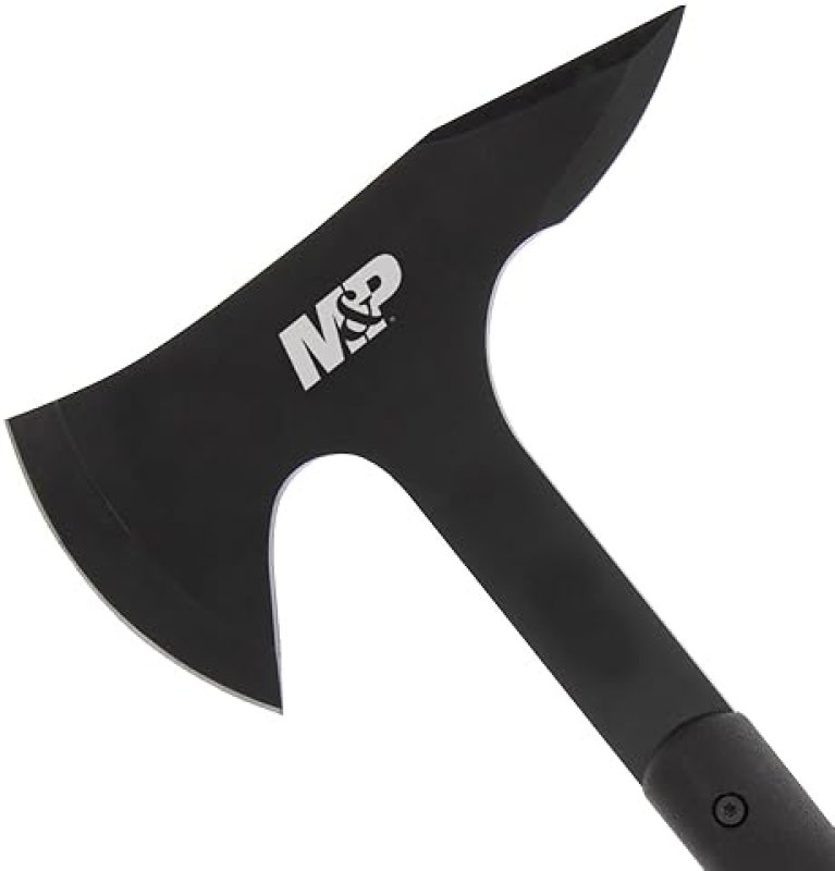 SMITH WESSON M P 16IN FULL TANG TACTICAL AXE WITH SPEARPOINT SPINE, RUBBER HANDLE SHEATH