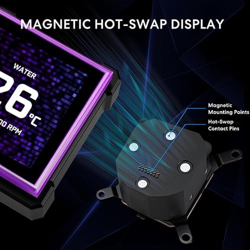 LIAN LI HYDROSHIFT II-S 360MM ARGB LIQUID CPU COOLER WITH 3.4 LCD SCREEN, LOW-NOISE FANS