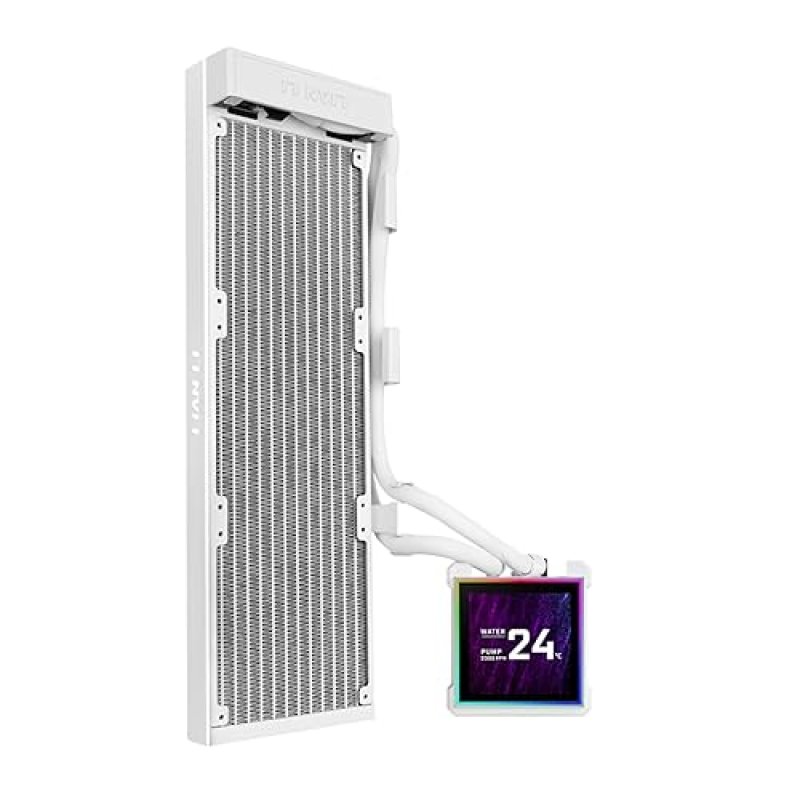 LIAN LI HYDROSHIFT II-S LCD 360MM LIQUID CPU COOLER WITH 3.4 IPS SCREEN, LOW-NOISE, WHITE