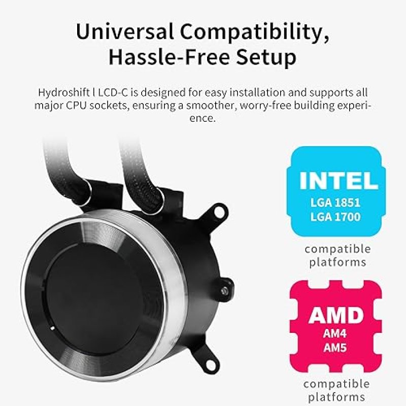 LIAN LI HYDROSHIFT II-C 360 LIQUID CPU COOLER WITH LCD SCREEN, SLIDE-TUBE, MULTI-MODE CONTROL