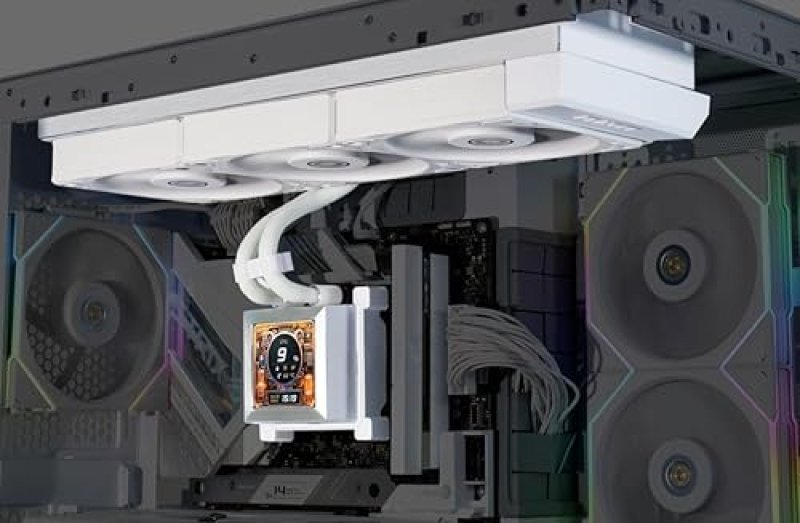 LIAN LI HYDROSHIFT 360 AIO LIQUID COOLER WITH 3X 28MM FANS, 2.88 LCD, LGA AM5 WHITE