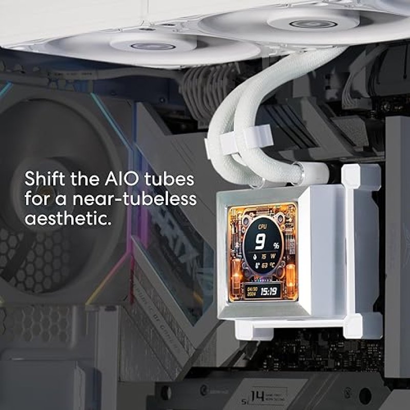 LIAN LI HYDROSHIFT 360 AIO LIQUID COOLER WITH 3X 28MM FANS, 2.88 LCD, LGA AM5 WHITE