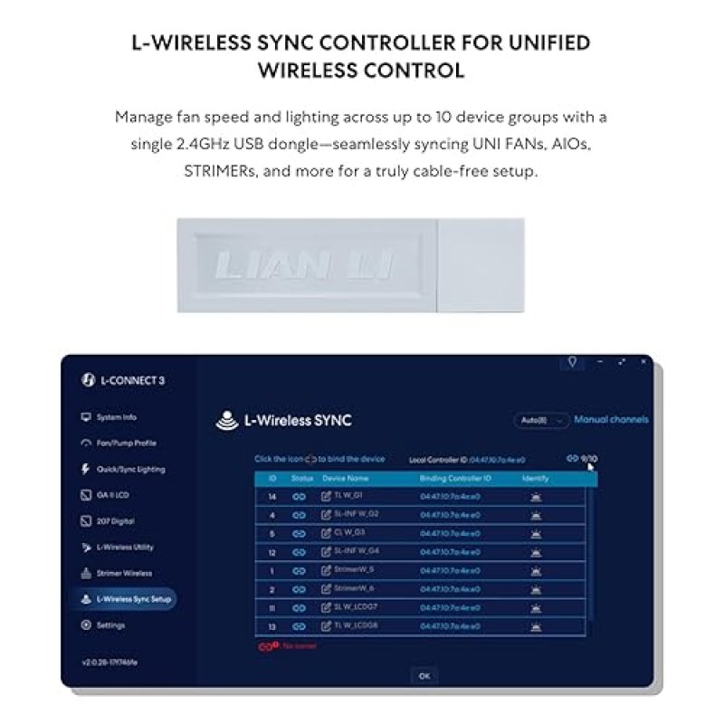 LIAN LI UNI FAN CL120 ARGB PWM WHITE PC CASE FAN 28MM FDB LOW NOISE WIRELESS CONTROL