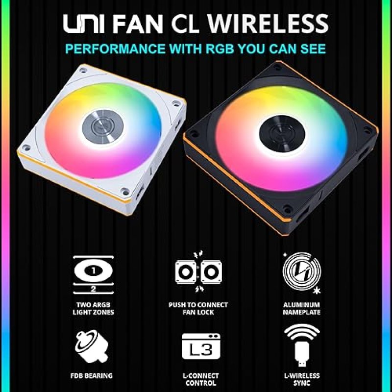 LIAN LI UNI FAN CL120 ARGB 120MM PWM FANS TRIPLE PACK WITH WIRELESS RGB CONTROLLER BLACK