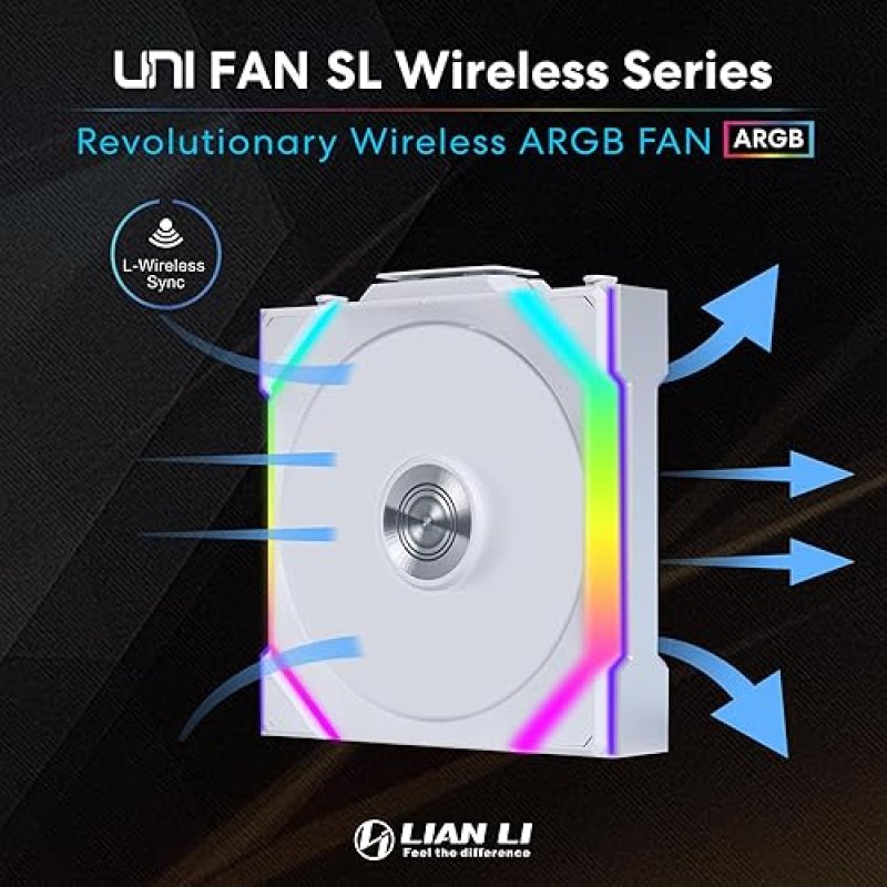 LIAN LI UNI FAN SL 120MM ARGB WIRELESS FAN TRIPLE PACK WHITE WITH CONTROLLER RGB CONTROL