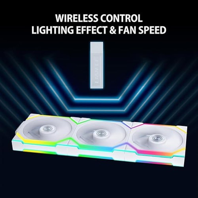 LIAN LI UNI FAN SL 120MM ARGB WIRELESS FAN TRIPLE PACK WHITE WITH CONTROLLER RGB CONTROL
