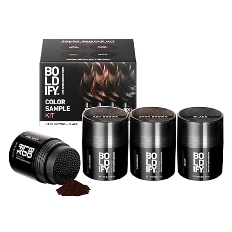 BOLDIFY HAIR FIBERS SAMPLE KIT 14 SHADES FOR THINNING HAIR, THICKER FULLER LOOK, MEN WOMEN