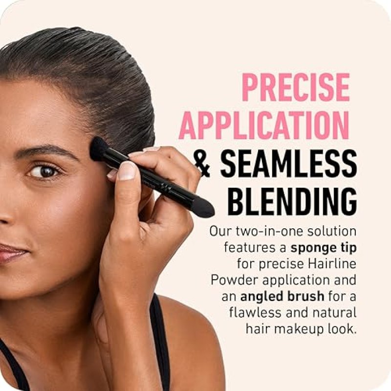 BOLDIFY DUAL-ENDED HAIRLINE POWDER BRUSH WITH SPONGE TIP PRECISION CONCEALER ROOT TOUCH-UP