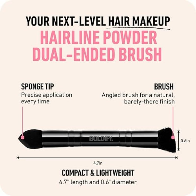 BOLDIFY DUAL-ENDED HAIRLINE POWDER BRUSH WITH SPONGE TIP PRECISION CONCEALER ROOT TOUCH-UP