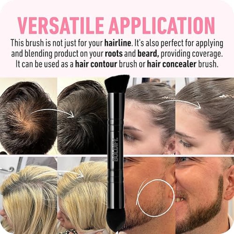 BOLDIFY DUAL-ENDED HAIRLINE POWDER BRUSH WITH SPONGE TIP PRECISION CONCEALER ROOT TOUCH-UP