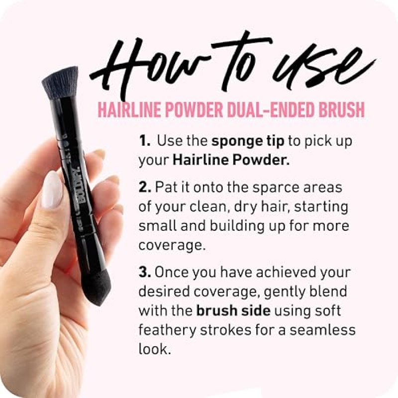 BOLDIFY DUAL-ENDED HAIRLINE POWDER BRUSH WITH SPONGE TIP PRECISION CONCEALER ROOT TOUCH-UP