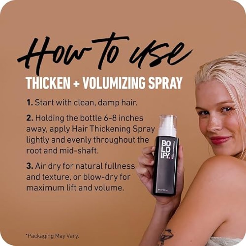 BOLDIFY HAIR THICKENING SPRAY 8OZ - VOLUME TEXTURE BOOSTER FOR MEN WOMEN, STYLIST RECOMMENDED
