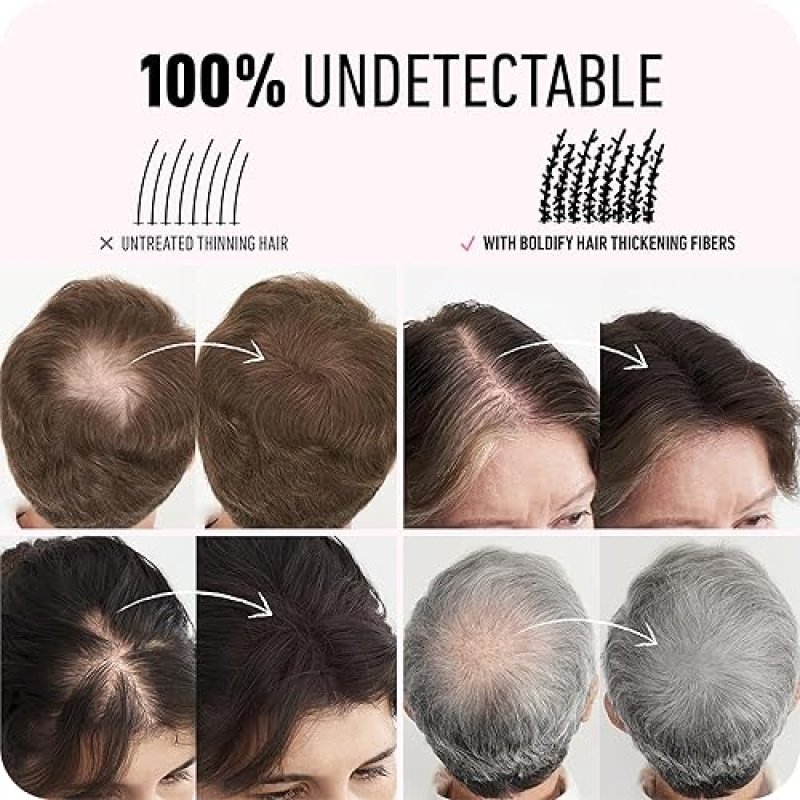 BOLDIFY HAIR FIBERS 12G - THICKEN THINNING HAIR INSTANTLY, 14 SHADES, MEDIUM BROWN