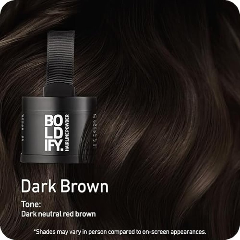 BOLDIFY HAIRLINE POWDER DARK BROWN GRAY COVERAGE ROOT TOUCH UP BALD SPOT CONCEALER