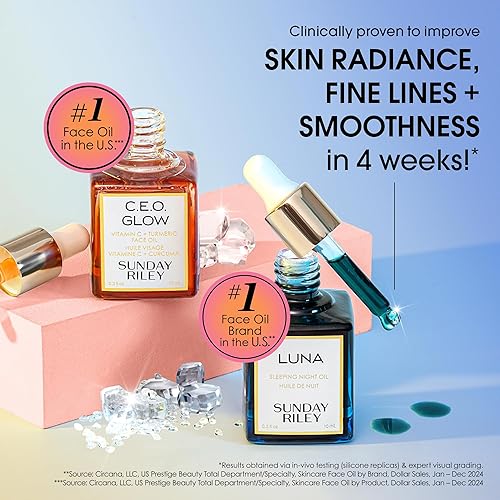 SUNDAY RILEY DAY AND NIGHT SKINCARE SET BRIGHTEN AND PLUMP FACE SERUM DUO