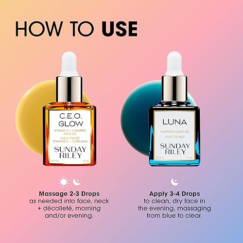SUNDAY RILEY DAY AND NIGHT SKINCARE SET BRIGHTEN AND PLUMP FACE SERUM DUO