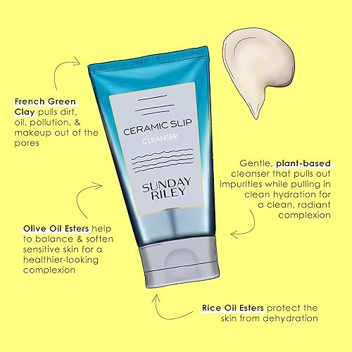 SUNDAY RILEY CERAMIC SLIP CLEANSER 5 FL OZ GENTLE FACIAL CLEANSER FOR ALL SKIN TYPES, PACK OF 1