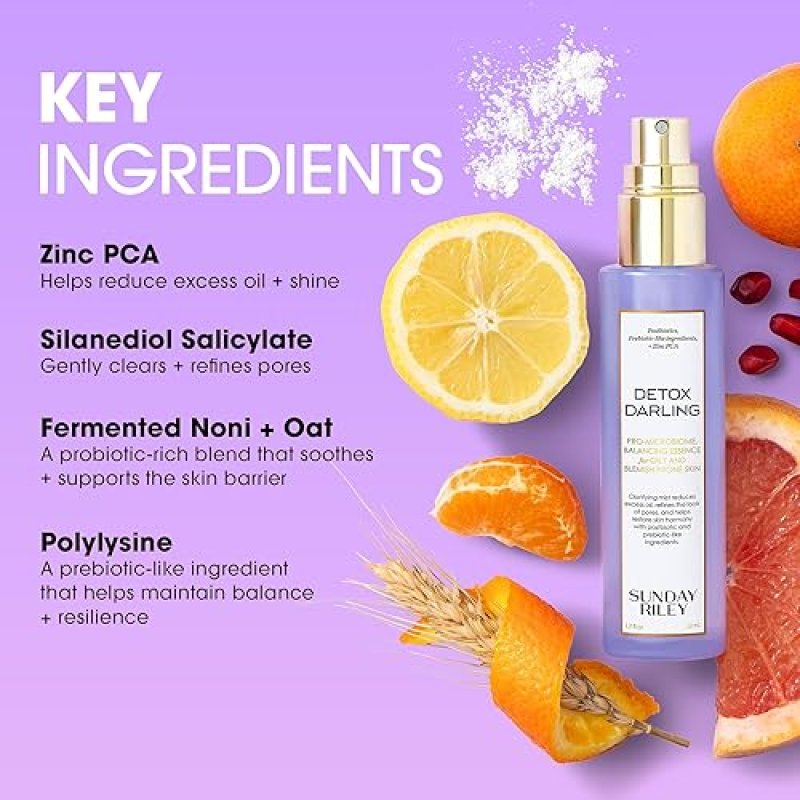SUNDAY RILEY DETOX DARLING BALANCING ESSENCE MIST FOR OILY, BLEMISH-PRONE SKIN, 100ML