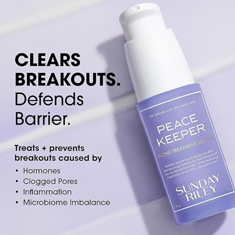 SUNDAY RILEY PEACEKEEPER ACNE TREATMENT SERUM WITH AZELAIC SALICYLIC ACID FOR CLEAR SKIN