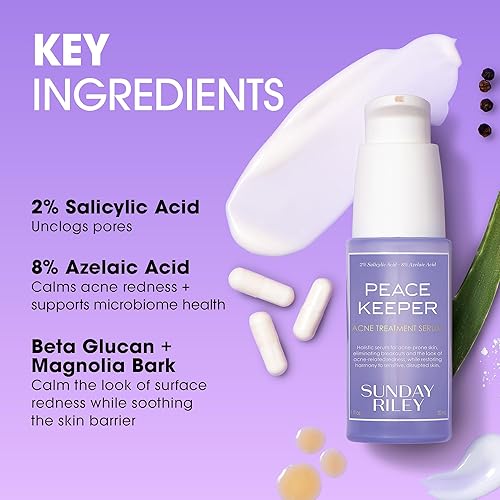 SUNDAY RILEY PEACEKEEPER ACNE TREATMENT SERUM WITH AZELAIC SALICYLIC ACID FOR CLEAR SKIN