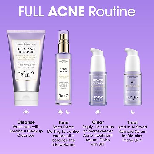 SUNDAY RILEY PEACEKEEPER ACNE TREATMENT SERUM WITH AZELAIC SALICYLIC ACID FOR CLEAR SKIN