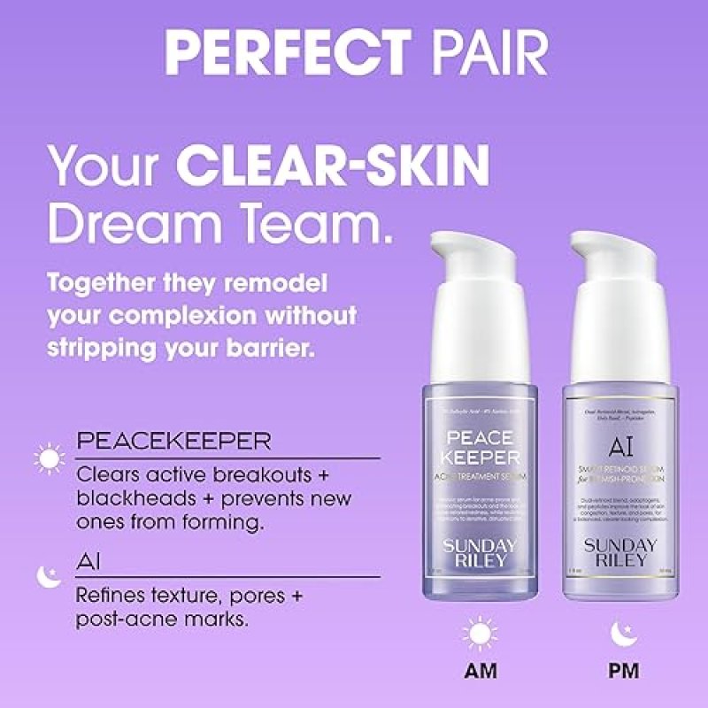 SUNDAY RILEY PEACEKEEPER ACNE TREATMENT SERUM WITH AZELAIC SALICYLIC ACID FOR CLEAR SKIN