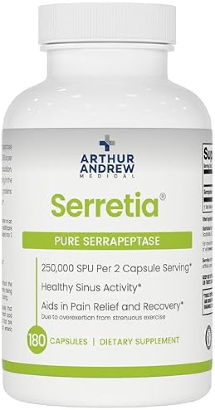 ARTHUR ANDREW MEDICAL SERRETIA SERRAPEPTASE 180 CAPSULES FOR MUSCLE SINUS SUPPORT