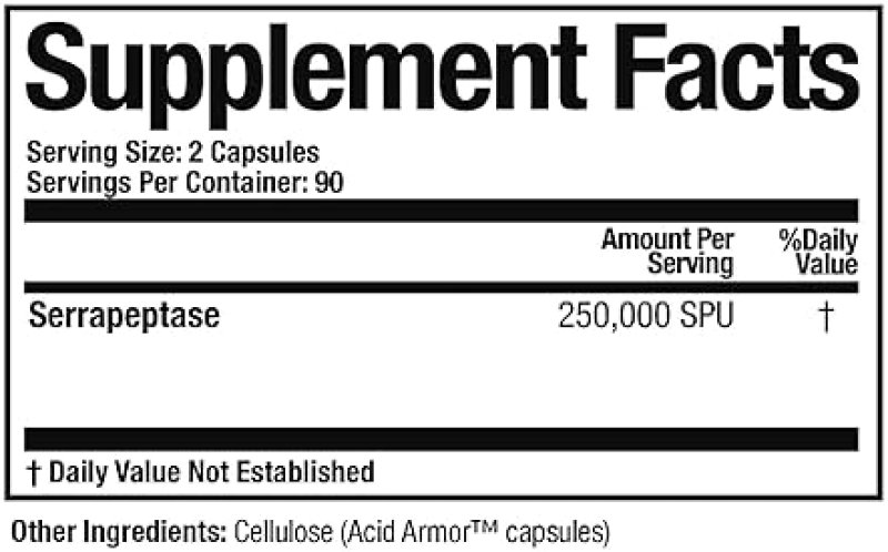 ARTHUR ANDREW MEDICAL SERRETIA SERRAPEPTASE 180 CAPSULES FOR MUSCLE SINUS SUPPORT