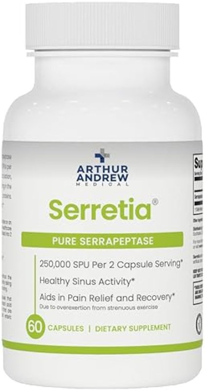 ARTHUR ANDREW MEDICAL SERRETIA SERRAPEPTASE CAPSULES FOR MUSCLE SINUS SUPPORT, 60 COUNT