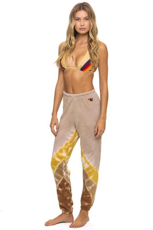 AVIATOR NATION HAND DYED V SWEATPANTS - TIE DYE SAND // CINNAMON